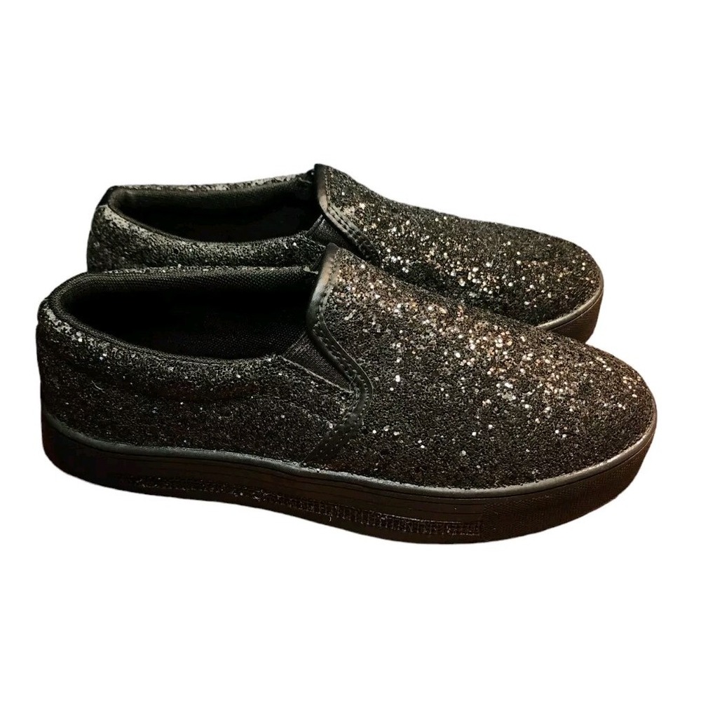 UUBARIS Women's Fashion Loafers Black Rhinestone Glitter Sneakers Sparkle Sz 7.5 - Picture 1 of 7